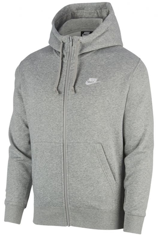 Nike Swoosh M Club Hoodie FZ BB - dark grey heather/matte silver/white