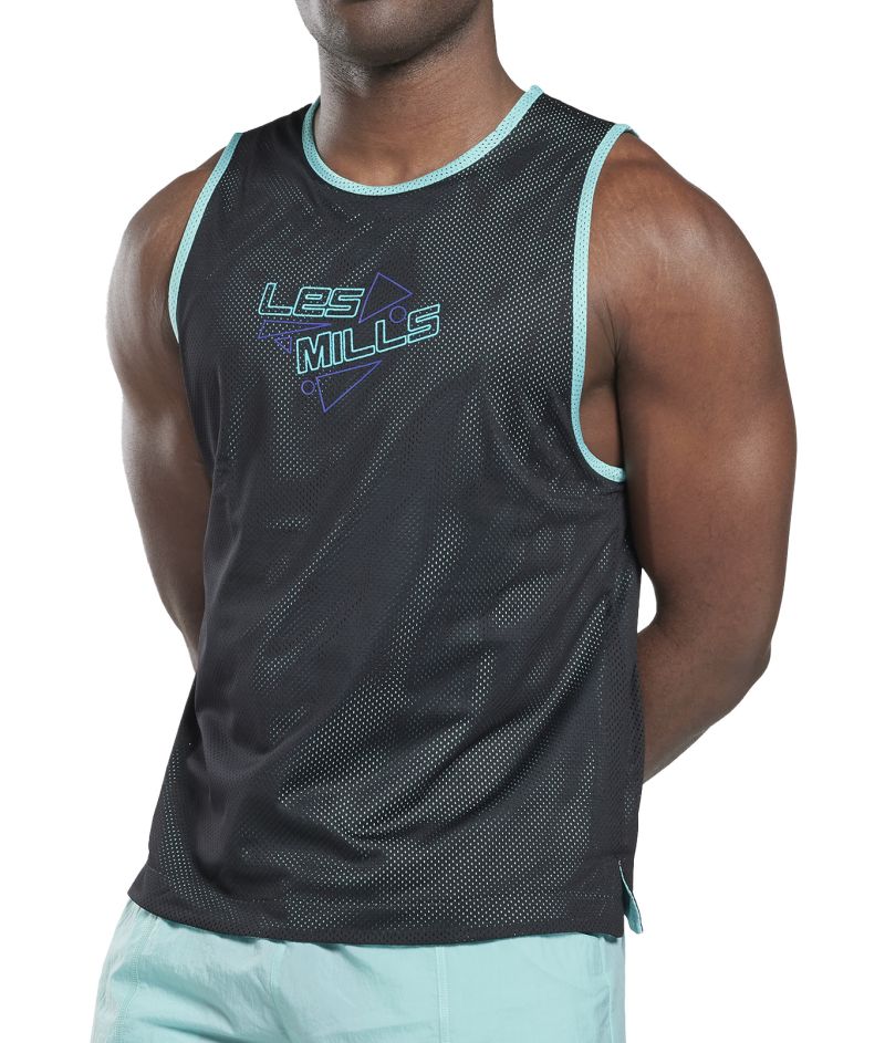 HN6052_1_APPAREL_Photography_Front-View_white Reebok Les Mills Reversible Pinny - black