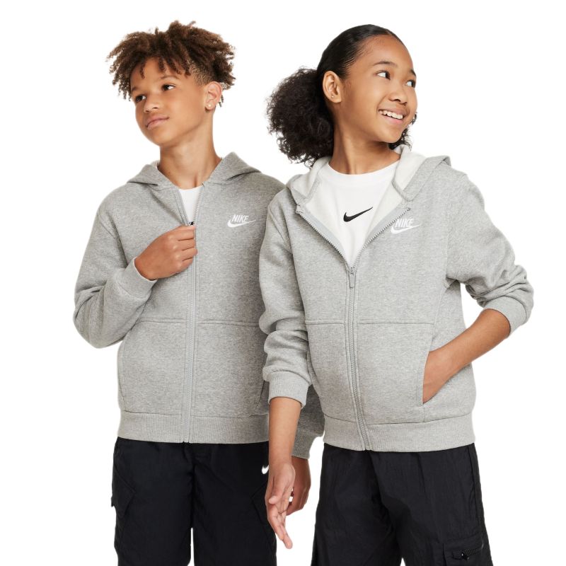 Nike Club Fleece Full-Zip - dark grey heather/white