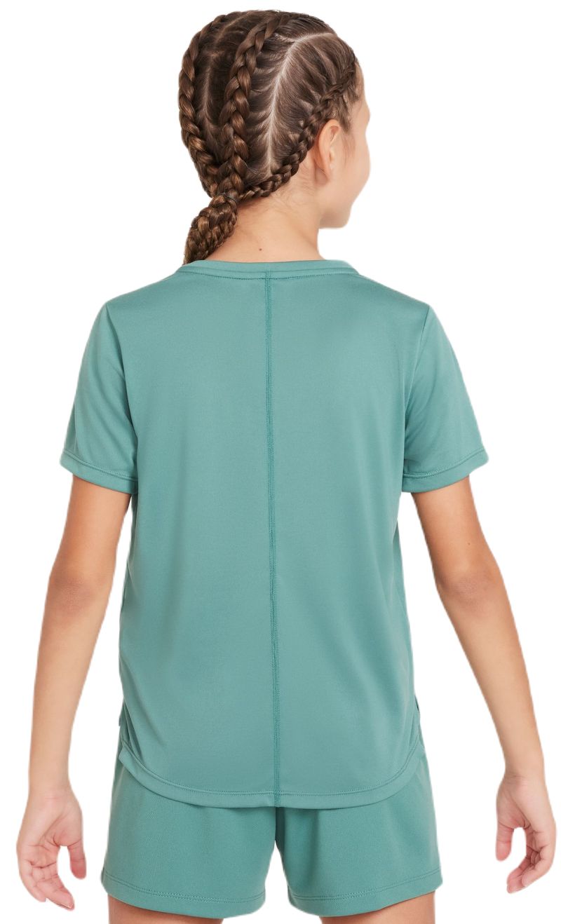 AURORA_DD7639-361_PHSFM001-2000 Nike Girls Dri-FIT One Short Sleeve Top - bicoastal/white